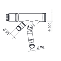 Základní sada odkouření Vaillant pro 2 kotle zády k sobě, pr. 200 mm, vč. odvaděče kondenzátu