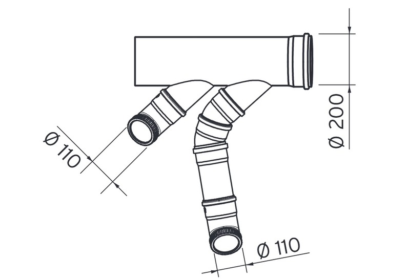 Rozšiřující sada odkouření Vaillant pro 2 kotle zády k sobě, pr. 200 mm