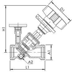 Ruční regulační ventil cirkulace MULTI-FIX-PLUS Kemper, vypouštěcí zátka, vnější závit, DN 50, vnější závit AG