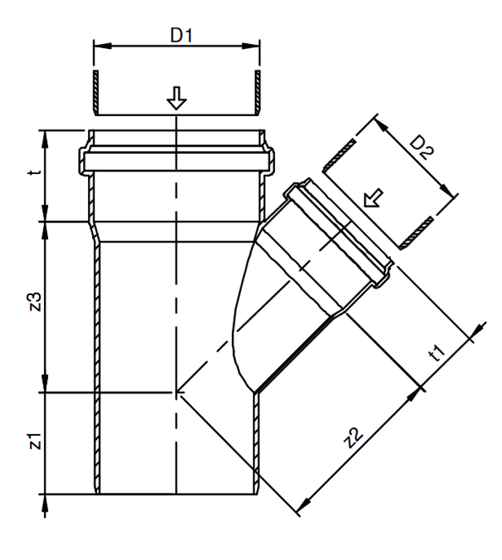 Odbočka kanalizační Wavin Green Connect 2000 PPKGEA 45°, DN 160 x 125, zelená