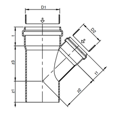 Odbočka kanalizační Wavin Green Connect 2000 PPKGEA 45°, DN 160 x 125, zelená