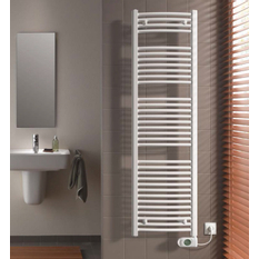 Koupelnové trubkové elektrické těleso Kermi B20-RE prohnuté, boční připojení, 1174 x 440 mm, bílé