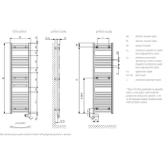 Koupelnové trubkové elektrické těleso Kermi B20-RE prohnuté, boční připojení, 1174 x 440 mm, bílé