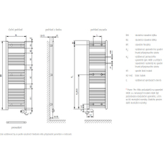 Koupelnové trubkové elektrické těleso Kermi B20-SE rovné, boční připojení, 1174 x 440 mm, bílé