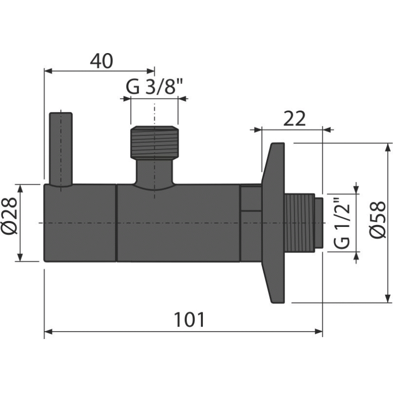 Ventil rohový Alcadrain (Alcaplast) s filtrem 1/2˝ x 3/8˝, černá-mat ARV001-BLACK