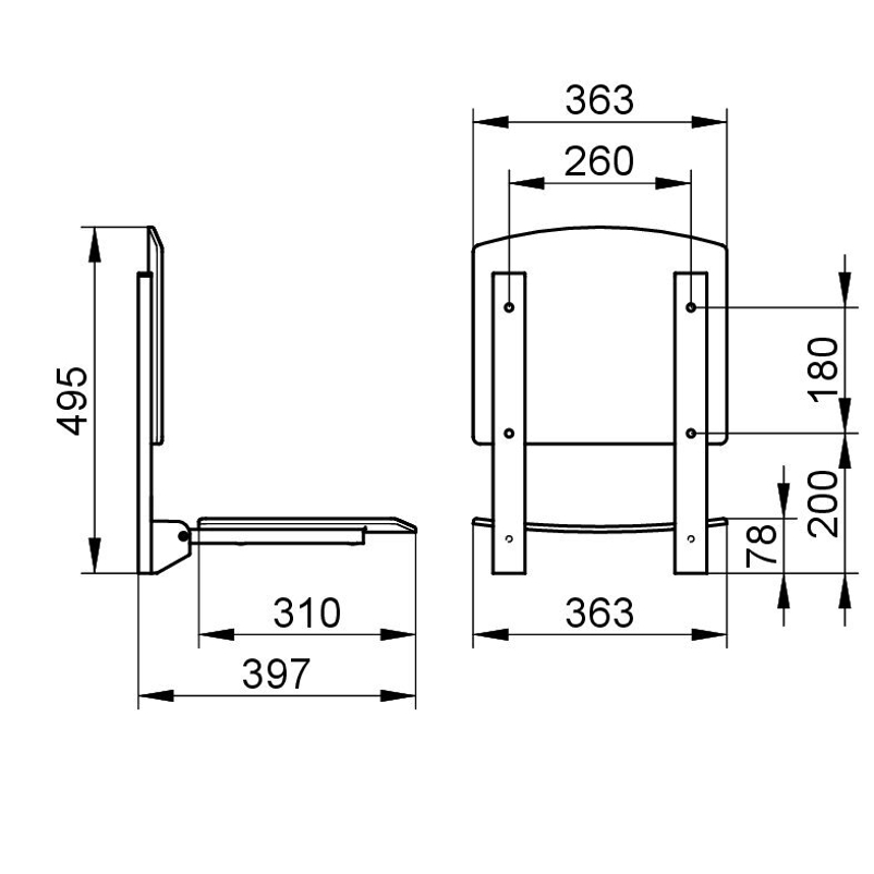 Sklápěcí sedátko Keuco Plan Care, pochromováno/černošedá (RAL 7021)