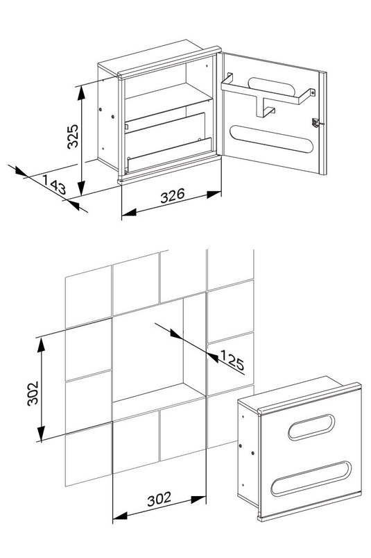 Modul k umyvadlu 3 Keuco Plan Integral, 326 x 325 x 143 mm, pochromováno/bílý lak/vlevo