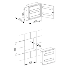 Modul k umyvadlu 2 Keuco Plan Integral, 326 x 325 x 143 mm, pochromováno/hliník lakovaný/vlevo