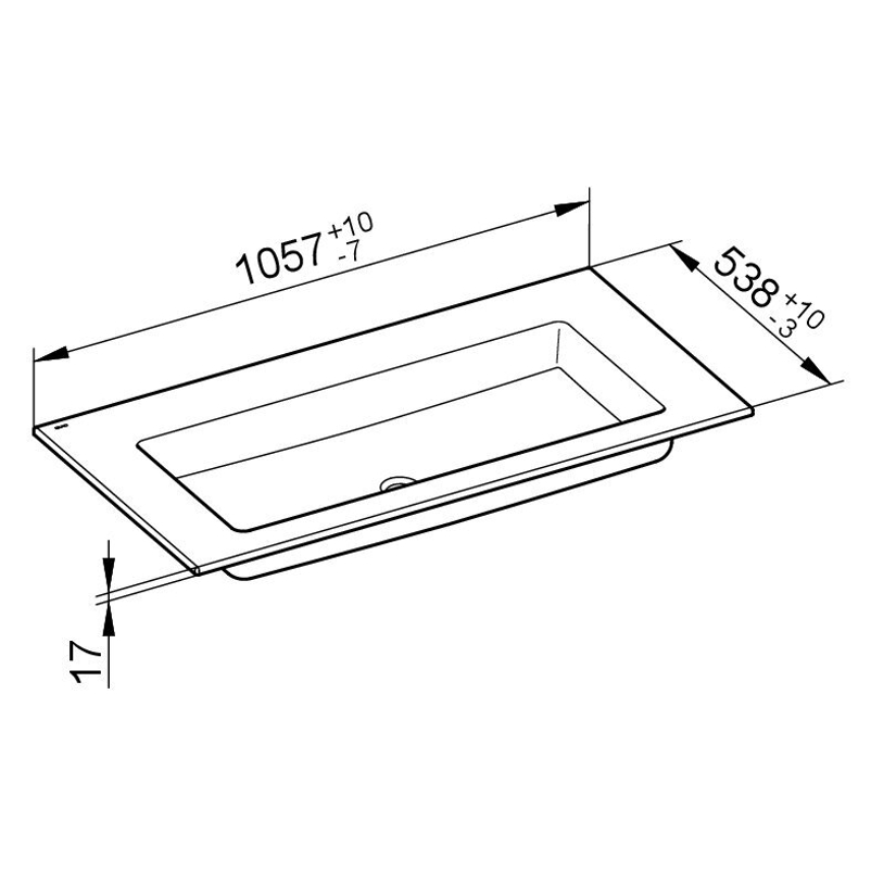 Keramické umyvadlo Keuco Royal 60, 1057 x 17 x 538 mm, bílá