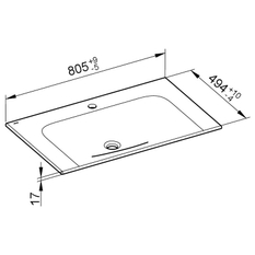 Keramické umyvadlo Keuco Plan, 805 x 17 x 493 mm, bílá