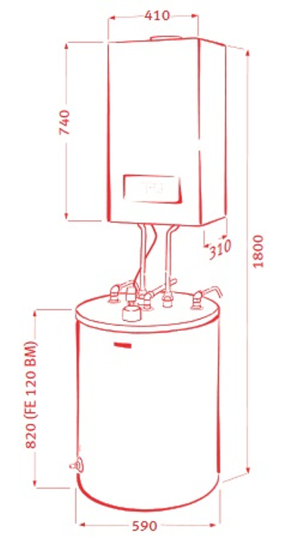 Sestava systémového elekrokotle Protherm Ray AK 14 KE, 2,3 - 14 kW, se 120 l zásobníkem TV FE 120/6