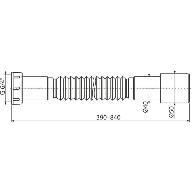 Flexi připojení Alcadrain (Alcaplast) 6/4˝ x 40/50 plast A770