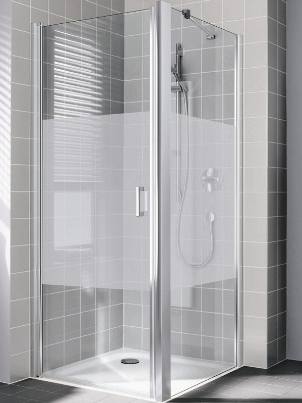 Dveře kyvné Kermi Cada XS CKPTD stříbrné vysoký lesk, Serigrafie ESG sklo s úpravou CADAclean 95 x 200 cm