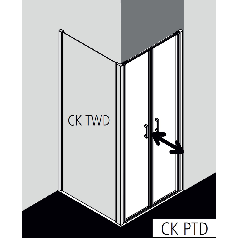 Dveře kyvné Kermi Cada XS CKPTD stříbrné vysoký lesk, Serigrafie ESG sklo s úpravou CADAclean 95 x 200 cm