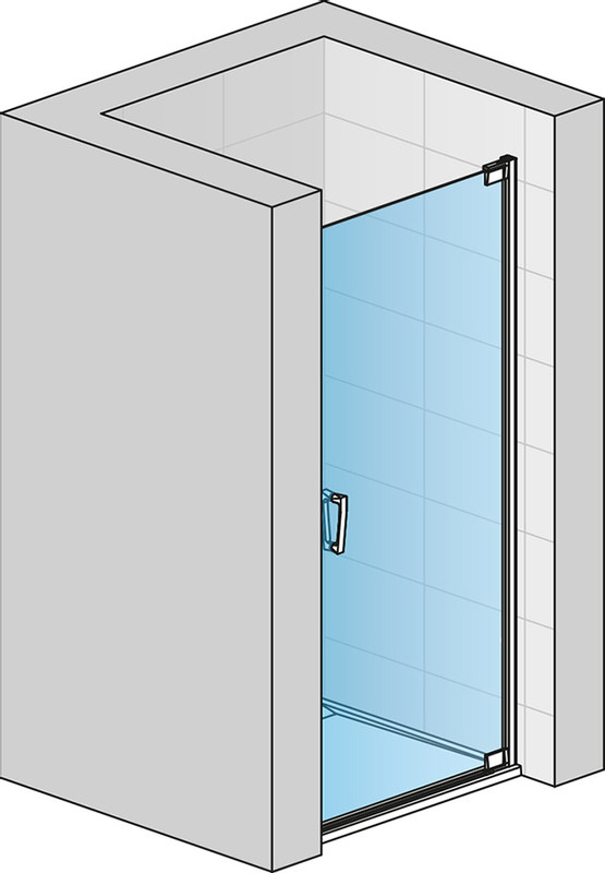 Jednokřídlé dveře Ronal Cadura - panty vpravo / 1 strana rohového vstupu 900 x 2000 mm, aluchrom/sklo čiré