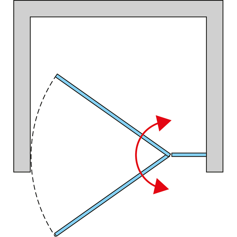 Jednokřídlé dveře Ronal Cadura s pevnou stěnou v rovině - panty vpravo / 1 strana rohového vstupu 900 x 2000 mm, aluchrom/sklo čiré