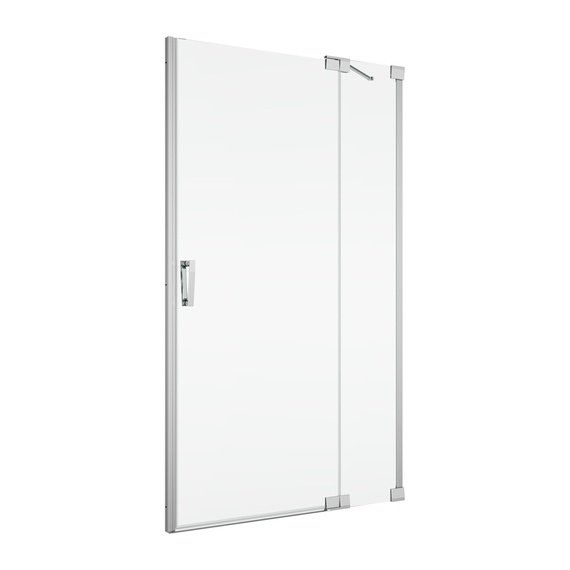 Jednokřídlé dveře Ronal Cadura s pevnou stěnou v rovině - panty vpravo / 1 strana rohového vstupu 900 x 2000 mm, aluchrom/sklo čiré