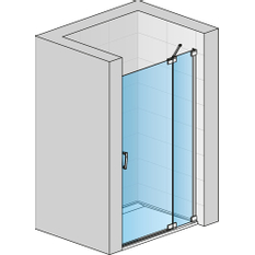 Jednokřídlé dveře Ronal Cadura s pevnou stěnou v rovině - panty vpravo / 1 strana rohového vstupu 900 x 2000 mm, aluchrom/sklo čiré
