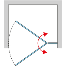 Jednokřídlé dveře Ronal Cadura s pevnou stěnou v rovině - panty vpravo / 1 strana rohového vstupu 900 x 2000 mm, aluchrom/sklo čiré