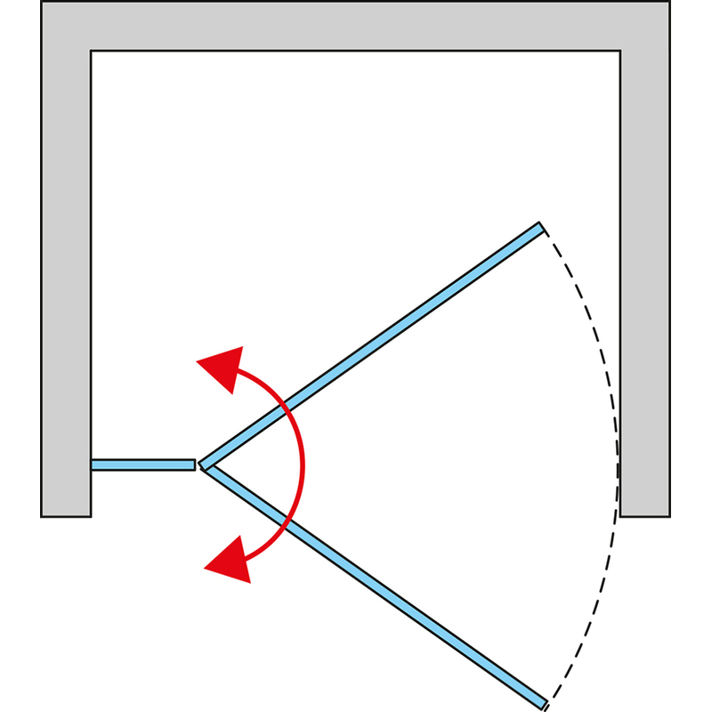Jednokřídlé dveře Ronal Cadura s pevnou stěnou v rovině - panty vlevo / 1 strana rohového vstupu 900 x 2000 mm, aluchrom/sklo čiré