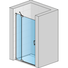 Jednokřídlé dveře Ronal Cadura s pevnou stěnou v rovině - panty vlevo / 1 strana rohového vstupu 900 x 2000 mm, aluchrom/sklo čiré