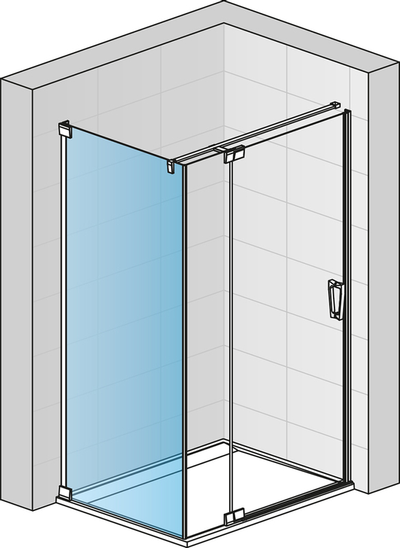 Boční stěna Ronal Cadura v 90°, pro dveře v 90° na straně pevné stěny 900 x 2000 mm, aluchrom/sklo čiré
