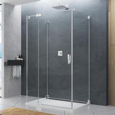 Boční stěna Ronal Cadura v 90°, pro dveře v 90° na straně pevné stěny 900 x 2000 mm, aluchrom/sklo čiré