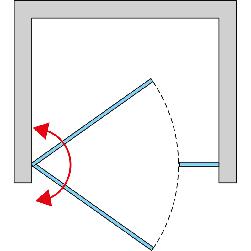 Jednokřídlé dveře Ronal Cadura s pantem u zdi a s pevnou stěnou v rovině - panty vpravo 1000 x 2000 mm, aluchrom/sklo čiré