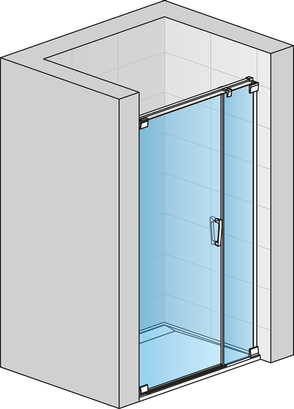 Jednokřídlé dveře Ronal Cadura s pantem u zdi a s pevnou stěnou v rovině - panty vpravo 1000 x 2000 mm, aluchrom/sklo čiré