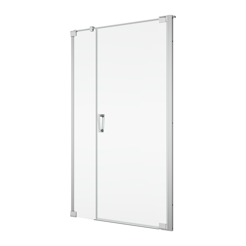 Jednokřídlé dveře Ronal Cadura s pantem u zdi a s pevnou stěnou v rovině - panty vpravo 1000 x 2000 mm, aluchrom/sklo čiré