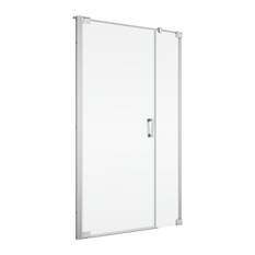 Jednokřídlé dveře Ronal Cadura s pantem u zdi a s pevnou stěnou v rovině - panty vlevo 1400 x 2000 mm, aluchrom/sklo čiré