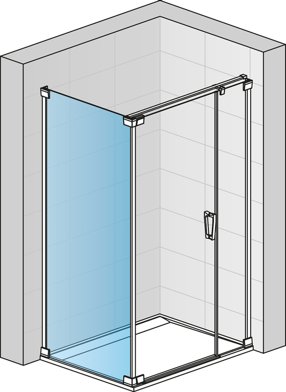 Boční stěna Ronal Cadura v 90°, pro dveře v 90° na straně pantů 750 x 2000 mm, aluchrom/sklo čiré