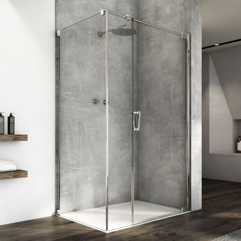 Boční stěna Ronal Cadura v 90°, pro dveře v 90° na straně pevné stěny 800 x 2000 mm, aluchrom/sklo čiré