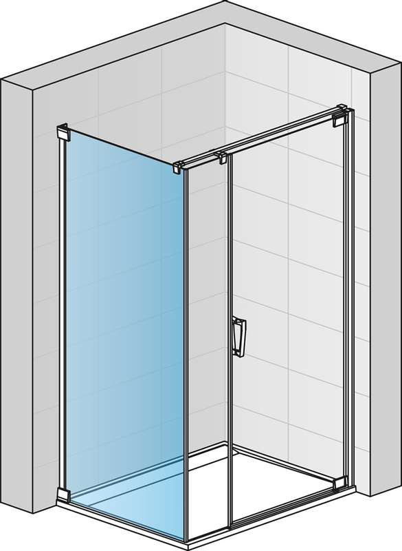 Boční stěna Ronal Cadura v 90°, pro dveře v 90° na straně pevné stěny 1200 x 2000 mm, aluchrom/sklo čiré