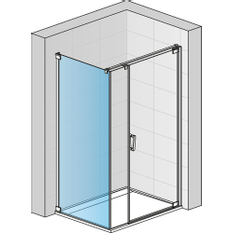 Boční stěna Ronal Cadura v 90°, pro dveře v 90° na straně pevné stěny 1200 x 2000 mm, aluchrom/sklo čiré