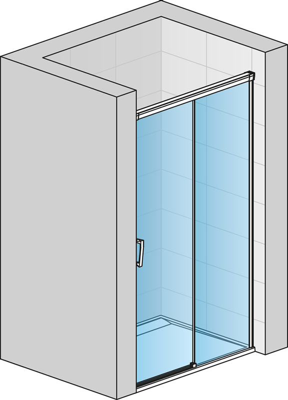 Jednodílné posuvné dveře Ronal Cadura s pevnou stěnou v rovině - pevný díl vpravo 1100 x 2000 mm, aluchrom/sklo čiré