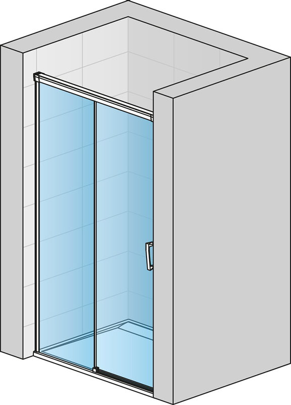 Jednodílné posuvné dveře Ronal Cadura s pevnou stěnou v rovině - pevný díl vlevo 1700 x 2000 mm, aluchrom/sklo čiré