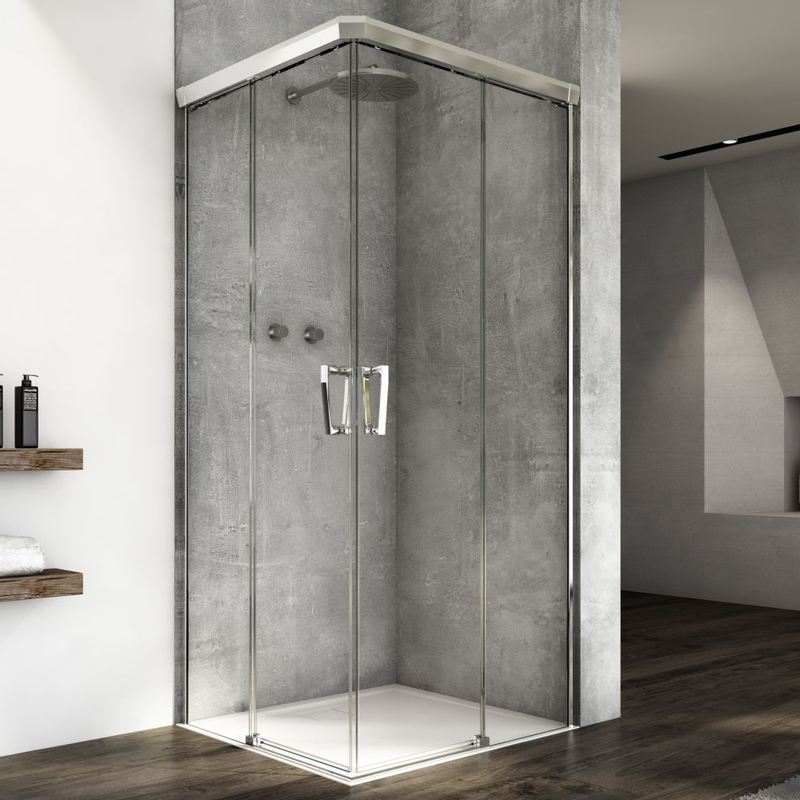 Dvoudílné posuvné dveře Ronal Cadura pravé / 1 strana rohového vstupu 700 x 2000 mm, aluchrom/sklo čiré