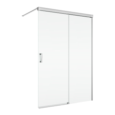 Pevná stěna Ronal Cadura samostatná s posuvným dílem - montáž vpravo 1400 x 2000 mm, aluchrom/sklo čiré