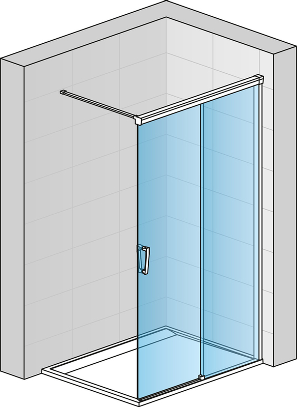 Pevná stěna Ronal Cadura samostatná s posuvným dílem - montáž vpravo 1800 x 2000 mm, aluchrom/sklo čiré
