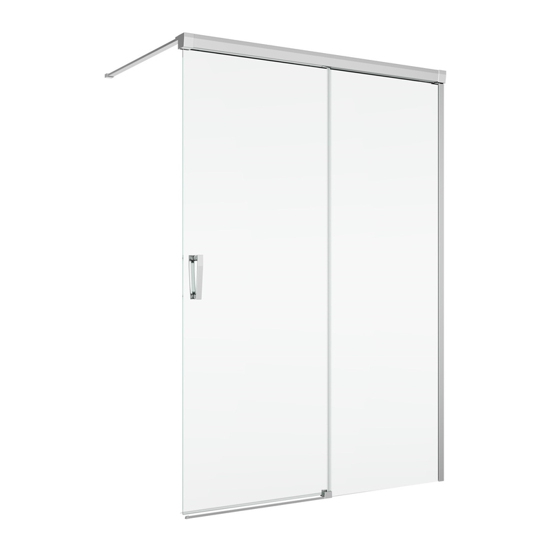 Pevná stěna Ronal Cadura samostatná s posuvným dílem - montáž vpravo 1800 x 2000 mm, aluchrom/sklo čiré