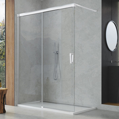 Pevná stěna Ronal Cadura samostatná s posuvným dílem - montáž vlevo 1600 x 2000 mm, aluchrom/sklo čiré