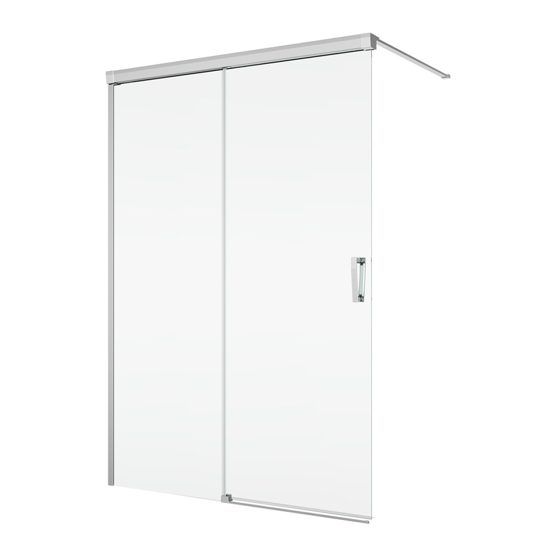 Pevná stěna Ronal Cadura samostatná s posuvným dílem - montáž vlevo 1800 x 2000 mm, aluchrom/sklo čiré