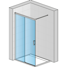 Pevná stěna Ronal Cadura samostatná s posuvným dílem - montáž vlevo 1800 x 2000 mm, aluchrom/sklo čiré