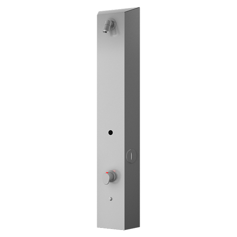 Nerezový sprchový nástěnný žetonový panel pro dvě vody, regulace termostatem, 24 V DC SLZA 29T