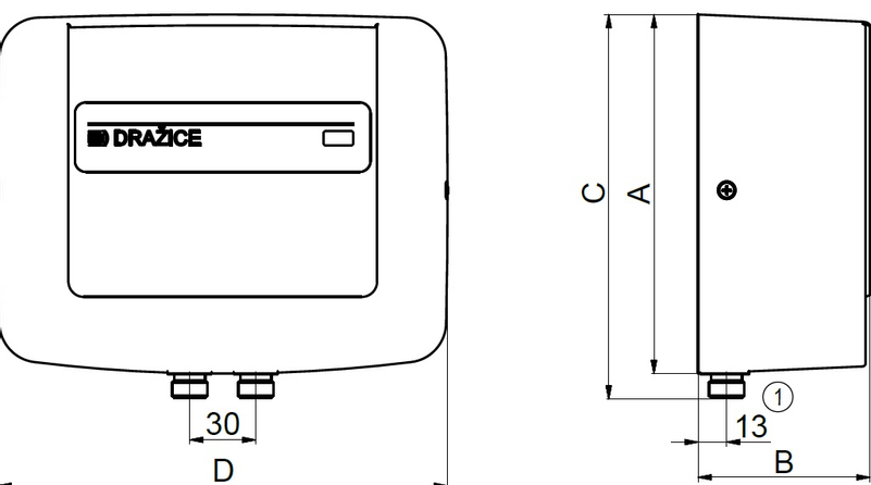 Ohřívač průtokový beztlakový Dražice PTO 6,5 kW, závěsný