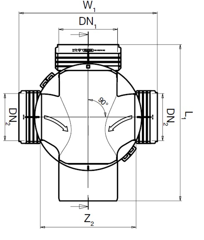 Dno šachtové PP Wavin Basic 315, KG DN 200 x 160 (sběrné 90°)