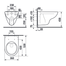 Závěsné WC Jika Lyra Plus Rimless 36×53 cm – bílá