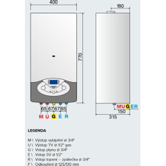 Kotel plynový atmosférický závěsný Ariston Clas X 24 CF EU, topení 23,2 kW a průtokový ohřev TV 24,4 kW, komínové provedení