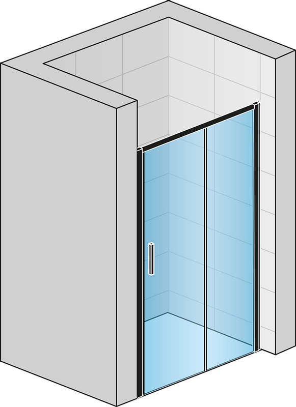 Jednodílné posuvné dveře Ronal Top - Line S s pevnou stěnou v rovině pravé 1200 x 2000 mm, černá matná/sklo čiré